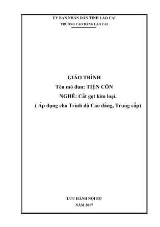 Giáo trình mô đun Tiện côn - Nghề: Cắt gọt kim loại