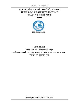 Giáo trình môn Văn hóa doanh nghiệp - Ngành: Kế toán doanh nghiệp, tài chính doanh nghiệp