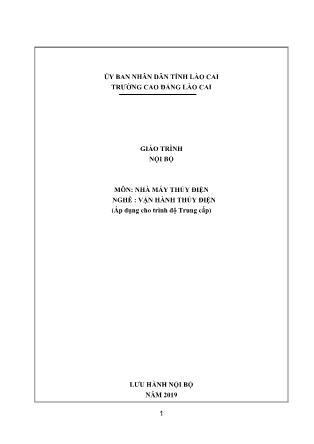 Giáo trình Nhà máy thủy điện - Nghề: Vận hành thủy điện