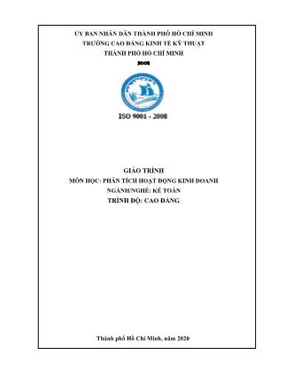 Giáo trình Phân tích hoạt động kinh doanh - Ngành/nghề: Kế toán