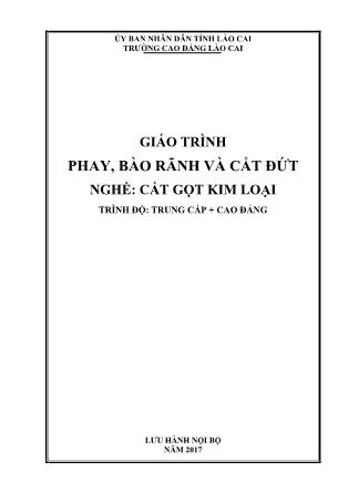 Giáo trình Phay, bào rãnh và cắt đứt - Nghề: Cắt gọt kim loại