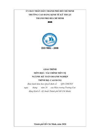 Giáo trình Tài chính tiền tệ - Ngành: Kế toán doanh nghiệp