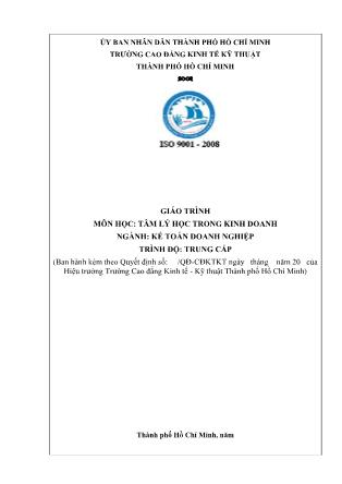 Giáo trình Tâm lý học trong kinh doanh - Ngành: Kế toán doanh nghiệp