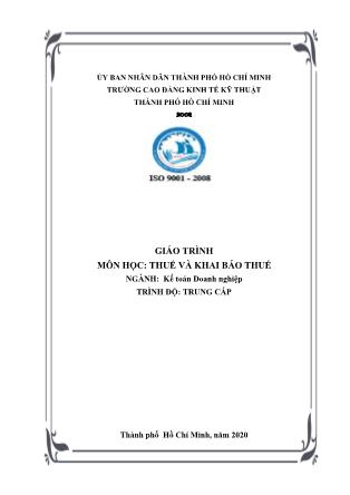 Giáo trình Thuế và khai báo thuế - Ngành: Kế toán doanh nghiệp