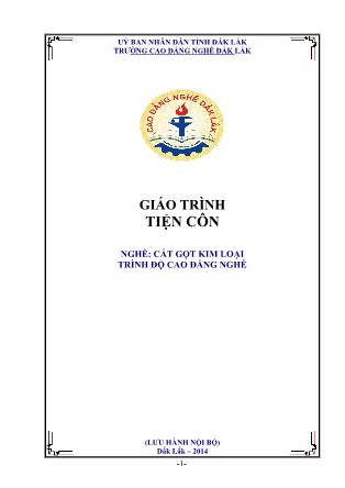 Giáo trình Tiện côn - Nghề: Cắt gọt kim loại