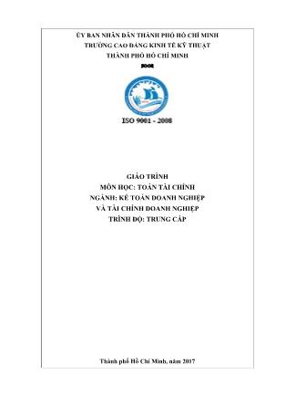Giáo trình Toán tài chính - Ngành: Kế toán doanh nghiệp và tài chính doanh nghiệp