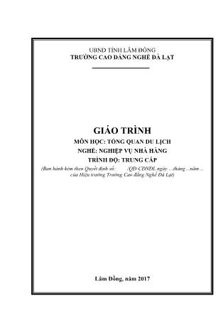 Giáo trình Tổng quan du lịch - Nghề: Nghiệp vụ nhà hàng