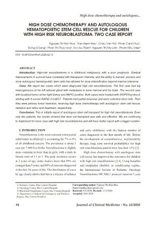 High dose chemotherapy and autologous hematopoietic stem cell rescue for children with high risk neuroblastoma: Two case report