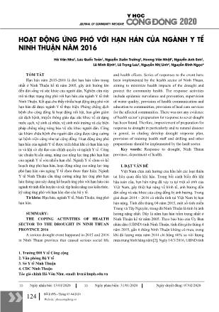 Hoạt động ứng phó với hạn hán của ngành y tế Ninh Thuận năm 2016