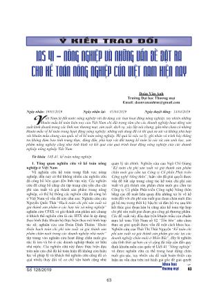IAS 41 - Nông nghiệp và những vấn đề đặt ra cho kế toán nông nghiệp của Việt Nam hiện nay