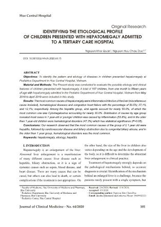 Identifying the etiological profile of children presented with hepatomegaly admitted to a tertiary care hospital