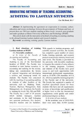 Innovating methods of teaching accounting - Auditing to Laotian students