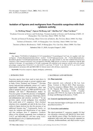 Isolation of lignans and neolignans from Pouzolzia sanguinea with their cytotoxic activity