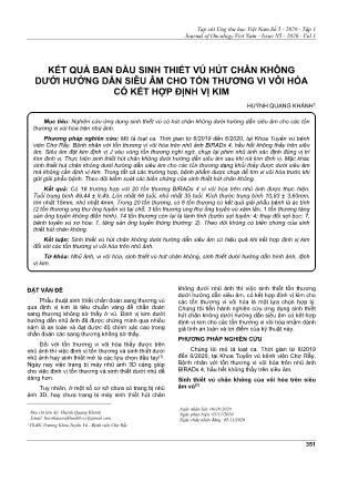 Kết quả ban đầu sinh thiết vú hút chân không dưới hướng dẫn siêu âm cho tổn thương vi vôi hóa có kết hợp định vị kim