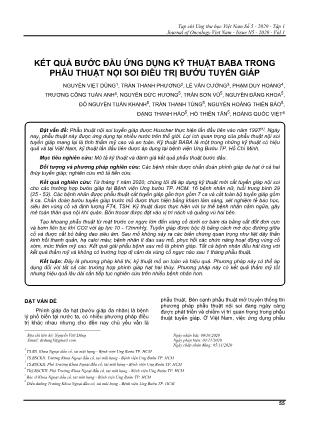 Kết quả bước đầu ứng dụng kỹ thuật BABA trong phẫu thuật nội soi điều trị bướu tuyến giáp