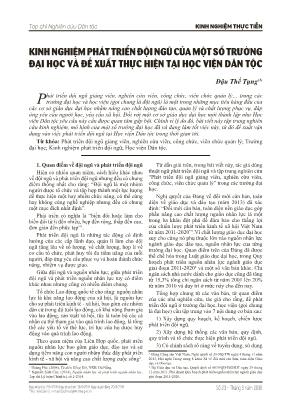 Kinh nghiệm phát triển đội ngũ của một số trường đại học và đề xuất thực hiện tại Học viện Dân tộc