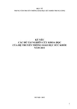 Kỷ yếu Các đề tài nghiên cứu khoa học của hệ truyền thông giáo dục sức khỏe năm 2011