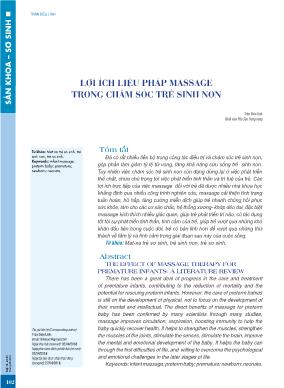 Lợi ích liệu pháp massage trong chăm sóc trẻ sinh non