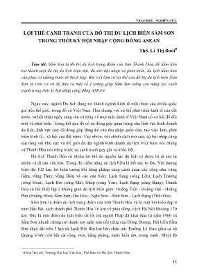 Lợi thế cạnh tranh của đô thị du lịch biển Sầm Sơn trong thời kỳ hội nhập cộng đồng Asean