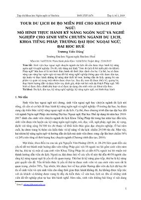 Mô hình thực hành kỹ năng ngôn ngữ và nghề nghiệp cho sinh viên chuyên ngành du lịch, khoa Tiếng Pháp, trường Đại học Ngoại ngữ, Đại học Huế