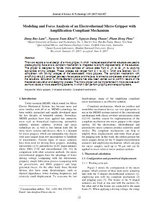 Modeling and force analysis of an electrothermal micro gripper with amplification compliant mechanism