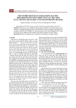 Một số biện pháp quản lí hoạt động dạy học theo định hướng phát triển năng lực học sinh ở các trường Trung học cơ sở thành phố Hồ Chí Minh