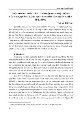 Một số giải pháp nâng cao hiệu quả hoạt động xúc tiến, quảng bá du lịch Khu bảo tồn thiên nhiên Pù Luông