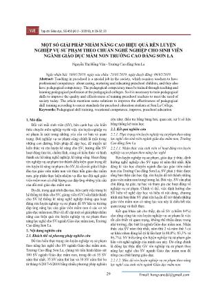 Một số giải pháp nhằm nâng cao hiệu quả rèn luyện nghiệp vụ sư phạm theo chuẩn nghề nghiệp cho sinh viên ngành Giáo dục mầm non trường Cao đẳng Sơn La