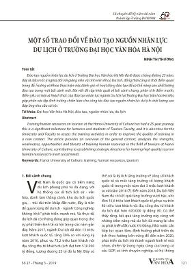 Một số trao đổi về đào tạo nguồn nhân lực du lịch ở trường Đại học Văn hóa Hà Nội