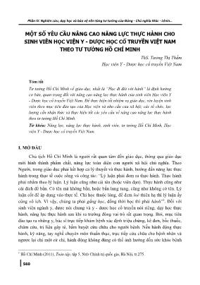 Một số yêu cầu nâng cao năng lực thực hành cho sinh viên Học viện Y - Dược học Cổ truyền Việt Nam theo tư tưởng Hồ Chí Minh