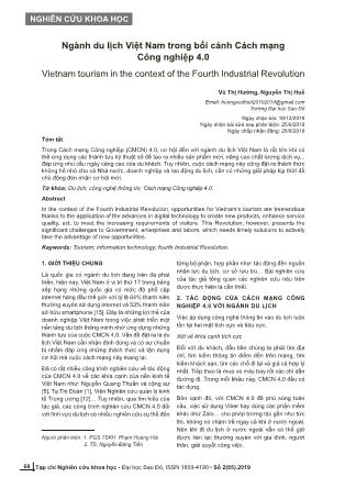 Ngành du lịch Việt Nam trong bối cảnh Cách mạng Công nghiệp 4.0