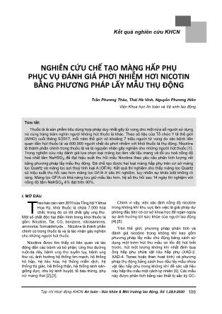 Nghiên cứu chế tạo màng hấp phụ phục vụ đánh giá phơi nhiễm hơi Nicotin bằng phương pháp lấy mẫu thụ động