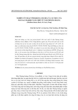 Nghiên cứu hoạt tính kháng oxy hóa và cấu trúc của polysaccharide nấm Thượng hoàng (Phellinus linteus (Berk. Et Curt.) Teng)