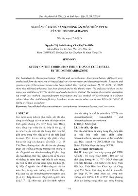 Nghiên cứu khả năng chống ăn mòn thép CCT34 của Thiosemicacbazon