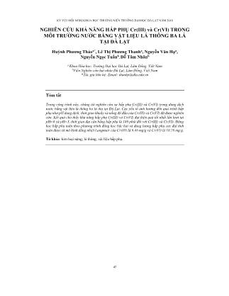 Nghiên cứu khả năng hấp phụ Cr(III) và Cr(VI) trong môi trường nước bằng vật liệu lá thông ba lá tại Đà Lạt