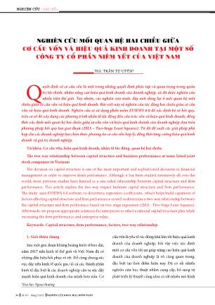 Nghiên cứu mối quan hệ hai chiều giữa cơ cấu vốn và hiệu quả kinh doanh tại một số công ty cổ phần niêm yết của Việt Nam