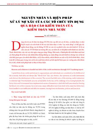 Nguyên nhân và biện pháp xử lý nợ xấu của các tổ chức tín dụng qua báo cáo kiểm toán của kiểm toán nhà nước