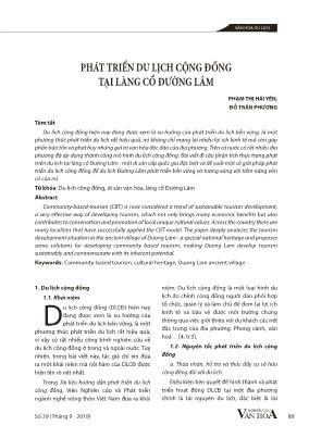 Phát triển du lịch cộng đồng tại làng cổ Đường Lâm