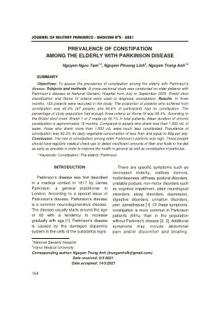 Prevalence of constipation among the elderly with Parkinson disease