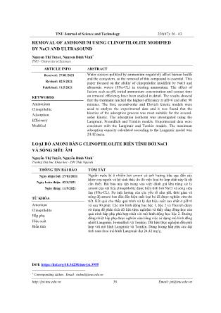 Removal of ammonium using clinoptilolite modified by NaCl and ultrasound