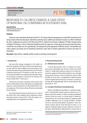 Response to oil price change: A case study of national oil companies in Southeast Asia