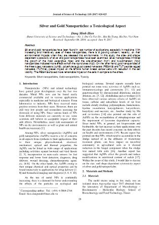 Silver and gold nanoparticles: A toxicological aspect