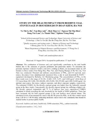 Study on the health impact from beehive coal stoveusage in households in Hoan Kiem, Ha Noi