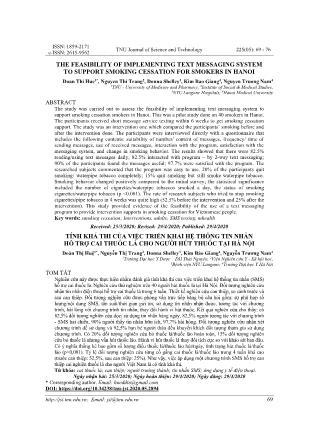 The feasibility of implementing text messaging system to support smoking cessation for smokers in Hanoi