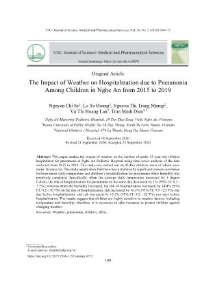 The impact of weather on hospitalization due to pneumonia among children in Nghe An from 2015 to 2019
