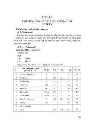 Thực đơn cho một số bệnh thường gặp ở trẻ em