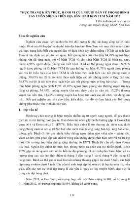 Thực trạng kiến thức, hành vi của người dân về phòng bệnh tay chân miệng trên địa bàn tỉnh Kon Tum năm 2012