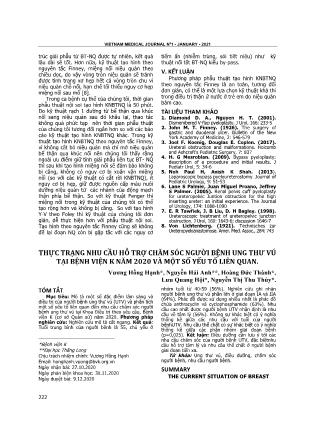 Thực trạng nhu cầu hỗ trợ chăm sóc người bệnh ung thư vú tại Bệnh viện K năm 2020 và một số yếu tố liên quan