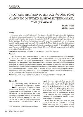 Thực trạng phát triển du lịch dựa vào cộng đồng của dân tộc Cơ Tu tại xã Ta-Bhing, huyện Nam Giang, tỉnh Quảng Nam