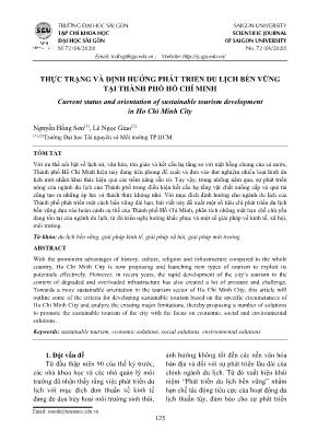 Thực trạng và định hướng phát triển du lịch bền vững tại thành phố Hồ Chí Minh